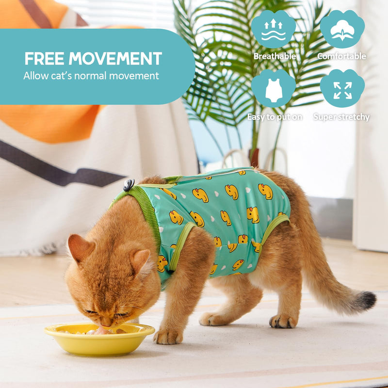 Avont Cat Recovery Suit Bundle with Adjustable Cat Recovery Collar, Soft Lightweight Donut Cone for Cats After Surgery -S