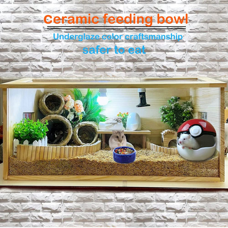 2 Pcs Hamster Ceramic Food Bowl Chew-Resistant Food and Water Dish for Hamster Rat Small Animals (Green and Purple)