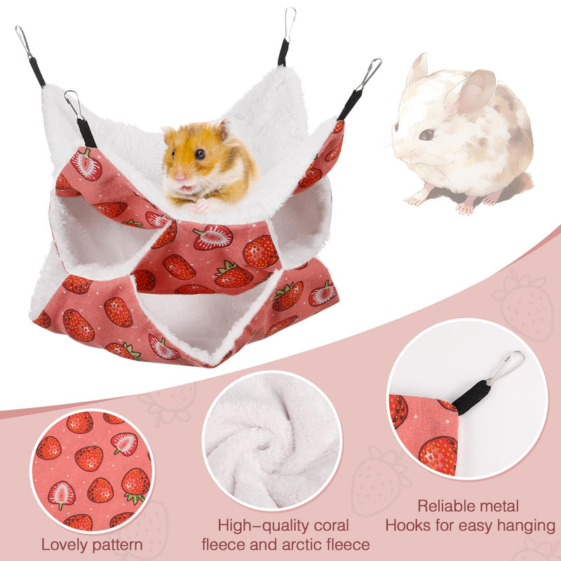 XINRUI 3 Layer Guinea Pig Cage Hammock, Cute Rat Hamster Hanging Hammock Bed Soft Warm Small Animals House Cage Accessories Toy for Ferret Squirrel Chinchilla Parrot Sugar Glider - PawsPlanet Australia