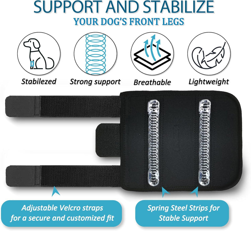 MUKVIK Dog Front Leg Brace, 1 Pair Dog Canine Front Leg Compression Brace Wrap with Metal Strips, Protects Wounds, Brace Heals, Prevents Injuries and Sprains, Helps Arthritis (L/XL) L/XL(1 Pair) - PawsPlanet Australia