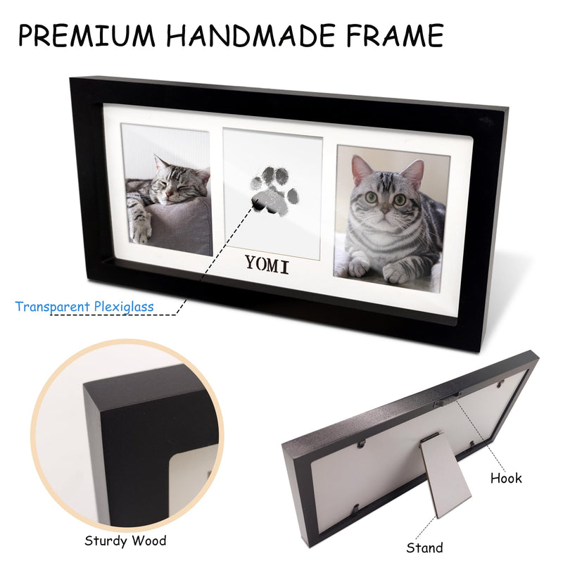 Paw Print Frame & Ink Pads Kit,Dog or Cat Paw Print Kit,2 No Mess Ink Pads for Pets,Paw Print Stamp Pad for Dogs,Wooden Pet Memorial Frame,Personalized Pet Paw Print Gifts Medium-Black - PawsPlanet Australia