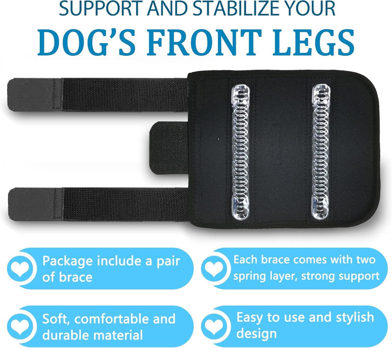 INDEEMAX Front Leg Brace for Dogs & Cats, Dog Leg Brace with Metal Spring Inserts, Dog Leg Sleeve for Carpal Support, Dog Leg Sleeve with Reflective Straps, L/XL, 1 Pack - PawsPlanet Australia