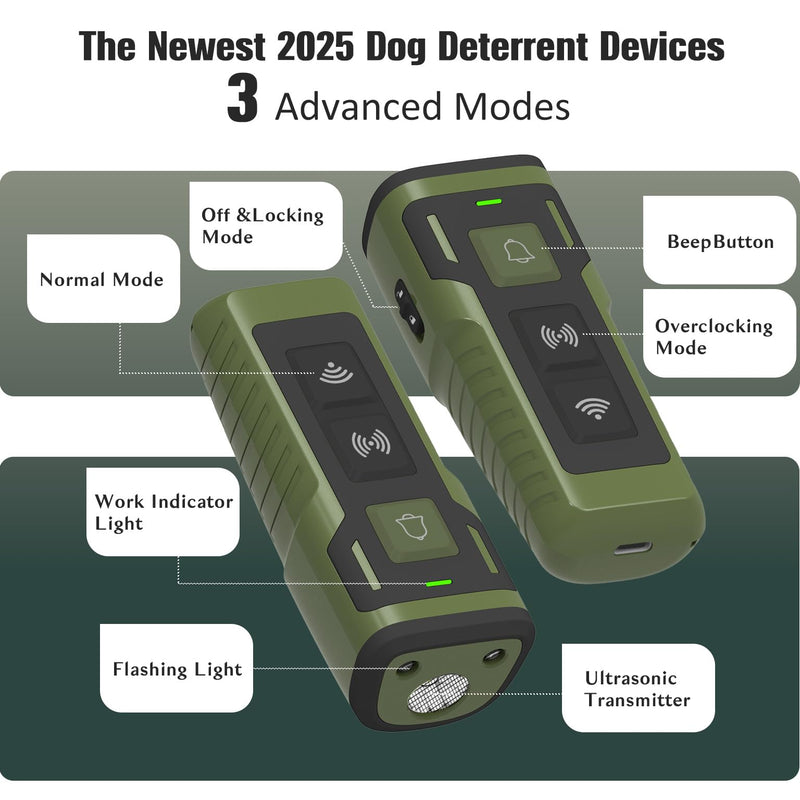 Dog Bark Deterrent Device Ultrasonic Anti-Barking Devices Up to 50FT Long Range & Rechargeable Dog Training Device Safe & Effective Portable Barking Control Devices for Dogs Army green