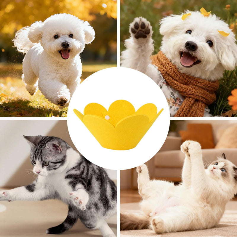 Cat Collar, Pack of 4 Sunflower Soft Protection Yellow, Orange, Pink and Blue Protective Collar, Breathable Adjustable Anti Bite Cat Collar for Cats, Puppies and Small Dogs