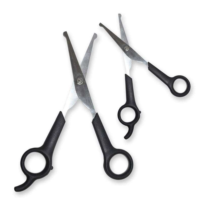 Pets First #1 Pet Grooming Scissors Body & Facial Trimmer Durable Stainless Steel Blades. Rounded Tips Shears for Long Medium Short Thick Wiry Curly Hair. Lightweight Cutter for Dogs & Cats. Set of 2 - PawsPlanet Australia