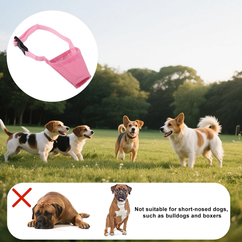 Pink Muzzle for Dog, Soft Breathable Adjustable Mouth Cover for Small Medium Large Dogs to Anti-Biting Barking Chewing Allow Grooming Panting Drinking Vet Visits, Not Fit Short Snout Dogs - PawsPlanet Australia