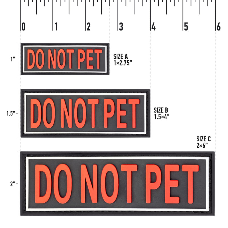 Dogline Do Not Pet Patches for Harness and Vest Removable 3D Rubber Patches with Hook Backing for Small Medium or Large Working Dogs 2" x 6" - Two Patches - PawsPlanet Australia