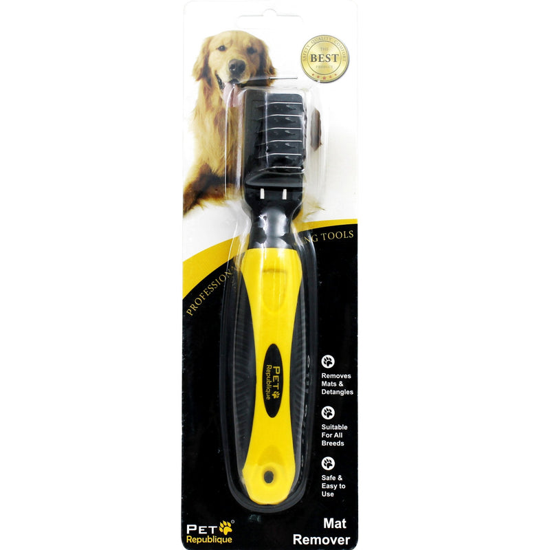Pet Republique Dematting Tool for Dogs – Matt Splitters for Dogs, Cats, Rabbits, Long Haired Breed Pets – Effective Mat Remover, De-Matting Comb, or Dematter - Rake Super-Sharp Teeth Design Short Blade