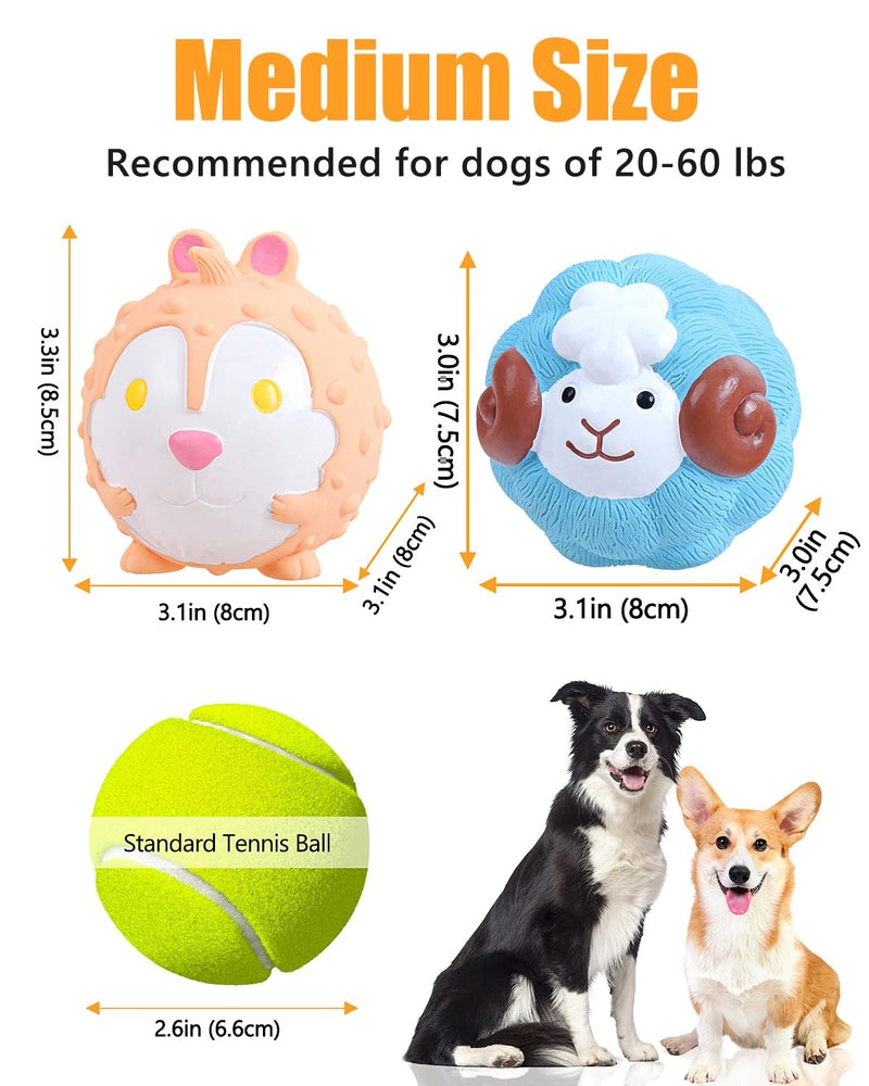 Dog Toys Squeaky, Interactive Latex Rubber Cute Animal Pet Toy Pack Squeak Balls for Puppy Small Medium Breed Dogs Cow, Sheep, Hamster, Chicken - PawsPlanet Australia