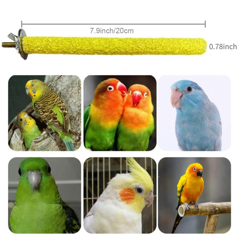 Hamiledyi 4 PCS Parrot Perch Stand Toy Bird Cage Perch Toy Natural Paw Grinding Stick for Medium Parrots Parakeets Cockatiels Lovebirds Chewing Stick (M) M(7.9inch) - PawsPlanet Australia