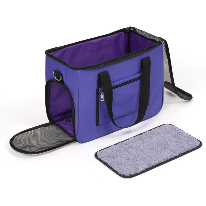 Cat & Dog Carrier for Pets Up to 15 Lbs, Airline Approved Soft-Sided Collapsible Pet Carrier for Cats & Dogs, Cat Carrier with Breathable Mesh, Padded Interior – Ideal for Car Rides, Daily Use(purple) purple - PawsPlanet Australia