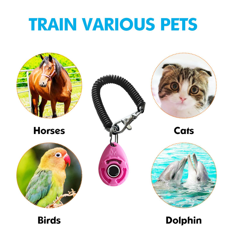 BONSO Dog Training Clicker with Adjustable Wrist Strap - Positive Reinforcement Pet Training Clicker for Dogs, Cats, and Puppies (Pink) Pink - PawsPlanet Australia
