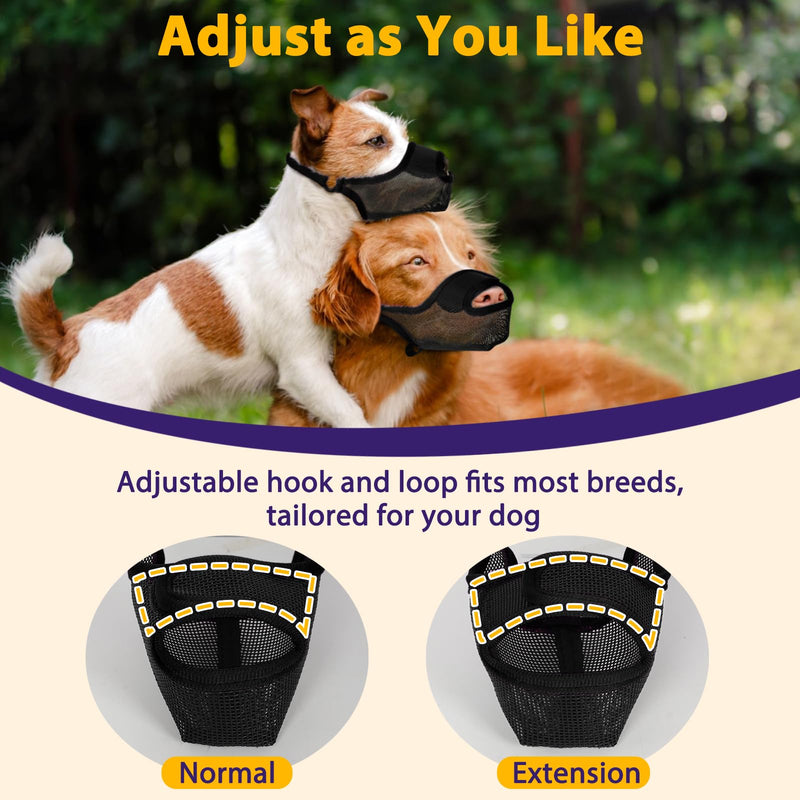 LUCKYPAW Dog Muzzle, Patented Mesh Muzzle for Large Medium Small Dogs Allows Full Pant Drinking Mouth Cover to Prevent Biting Chewing Scavenging Adjustable Breathable Mouth Guard(Black,XXL) Black XXL-Snout:12.25-13.75" - PawsPlanet Australia