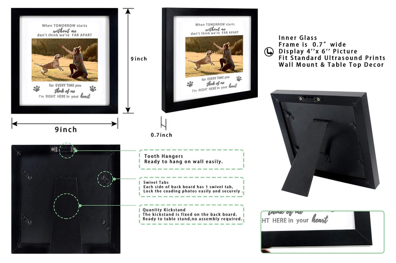 KCRasan Memorial Picture Frame for Pet Loss Gift - Remembrance Frame for Dog or Cat with Sympathy Tribute Keepsake(9x9 frame) 8x8-Black - PawsPlanet Australia