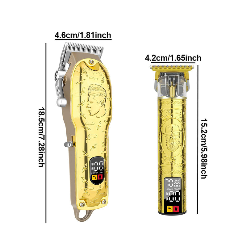 Men’s Gold Hair Clippers, Cordless Professional Barber Clippers & Trimmers with LED Display, Long Runtime, Electric Grooming Kit for Haircuts & Beard Trimming,Gift for Husband, Father, Boyfriend