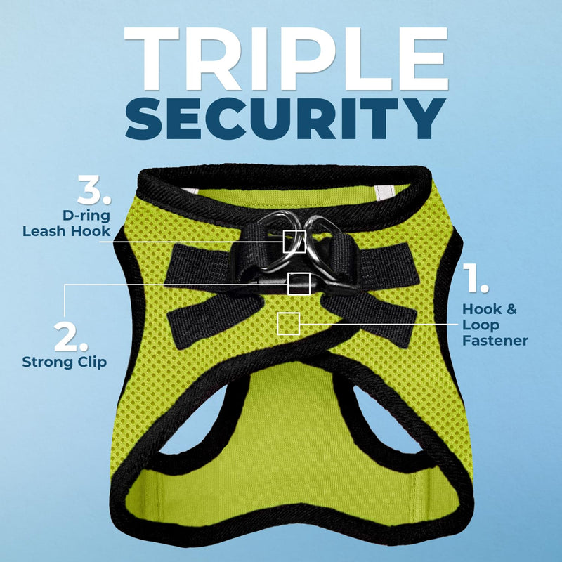 Voyager Step-in Air All Weather Mesh Harness and Reflective Dog 5 ft Leash Combo with Neoprene Handle, for Small, Medium and Large Breed Puppies by Best Pet Supplies - Green, Small S (Chest: 14.5 - 16") Leash Harness Set (Lime) - PawsPlanet Australia