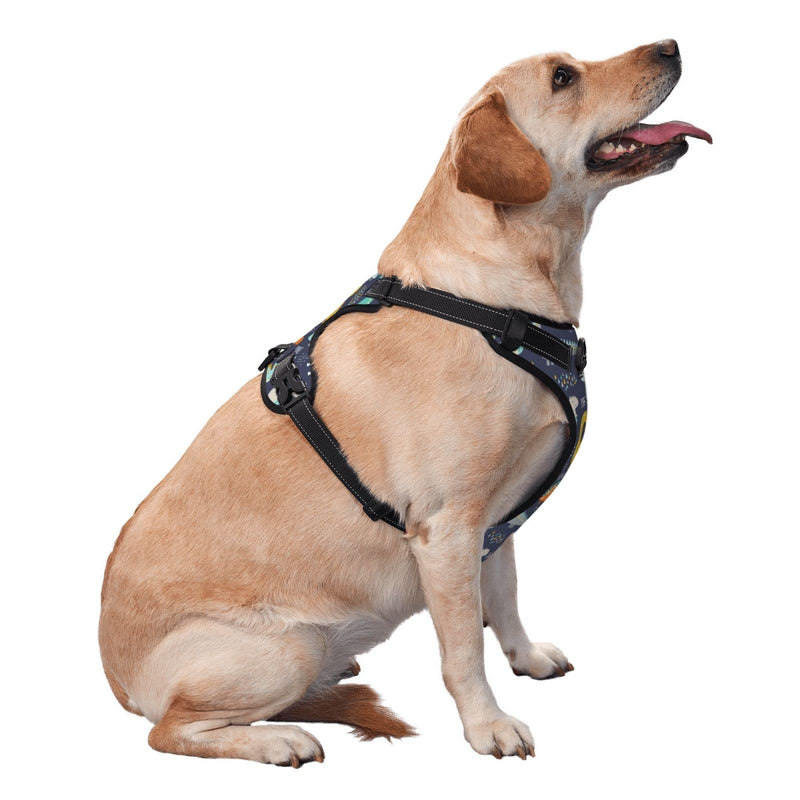 No Pull Dog Harness for Small Dogs Easy Walk Dog Vest Adjustable Collars Harnesses & Leashes Set Breathable Oxford Outdoor Walking Safety Reflective Strip Kids Cute Dinosaurs Prints - PawsPlanet Australia