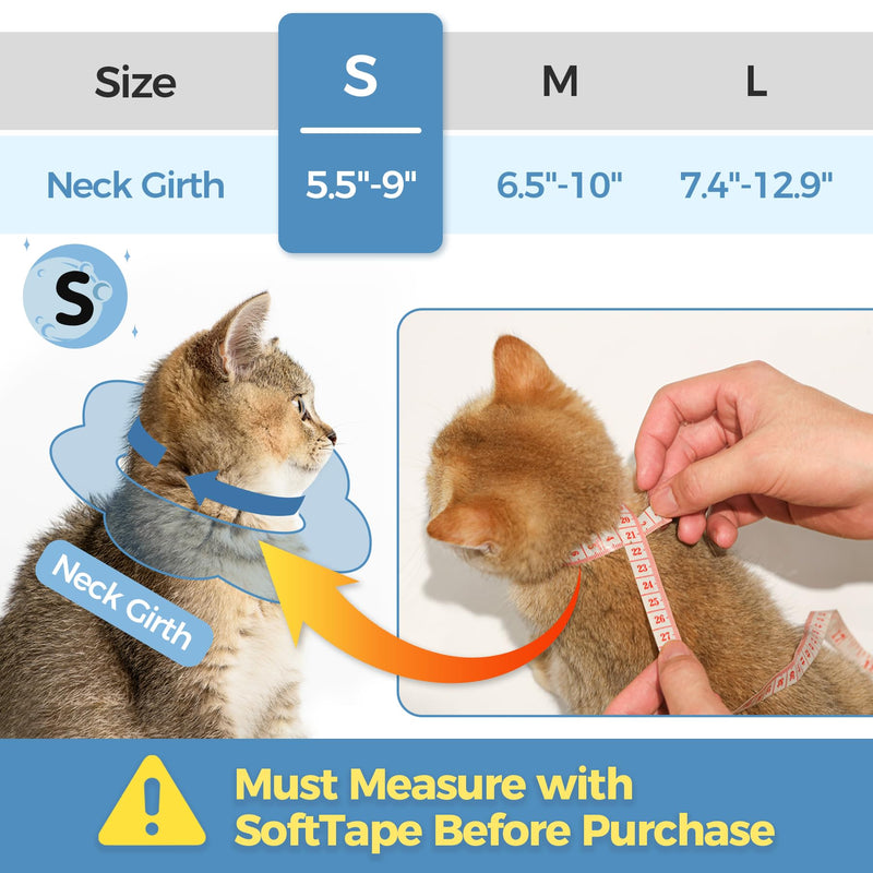 ComSaf Cat Cone Collar Soft, Protective Adjustable Cat Cones to Stop Licking After Surgery, Comfortable Lightweight Elizabethan Collar for Kitten Prevent from Licking Wounds, Not Block Vision Planet S (Neck:5.5-9 in)
