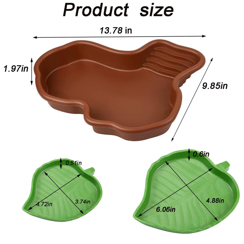 3PCS Tortoise Food Dish with Ramp Leaf Tortoise Food Water Bowls Reptile Food Water Bowls Amphibians Habitat Accessories for Horned Frogs Lizards Fit for Bath - PawsPlanet Australia