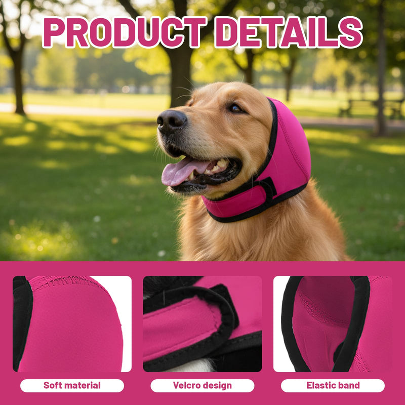 Dog Ear Defenders, Happy Hoodie for Dogs, Ear Protectors Noise Cancelling, Dog Snood Ear Protector for Fireworks,Rose Pink, Medium Size