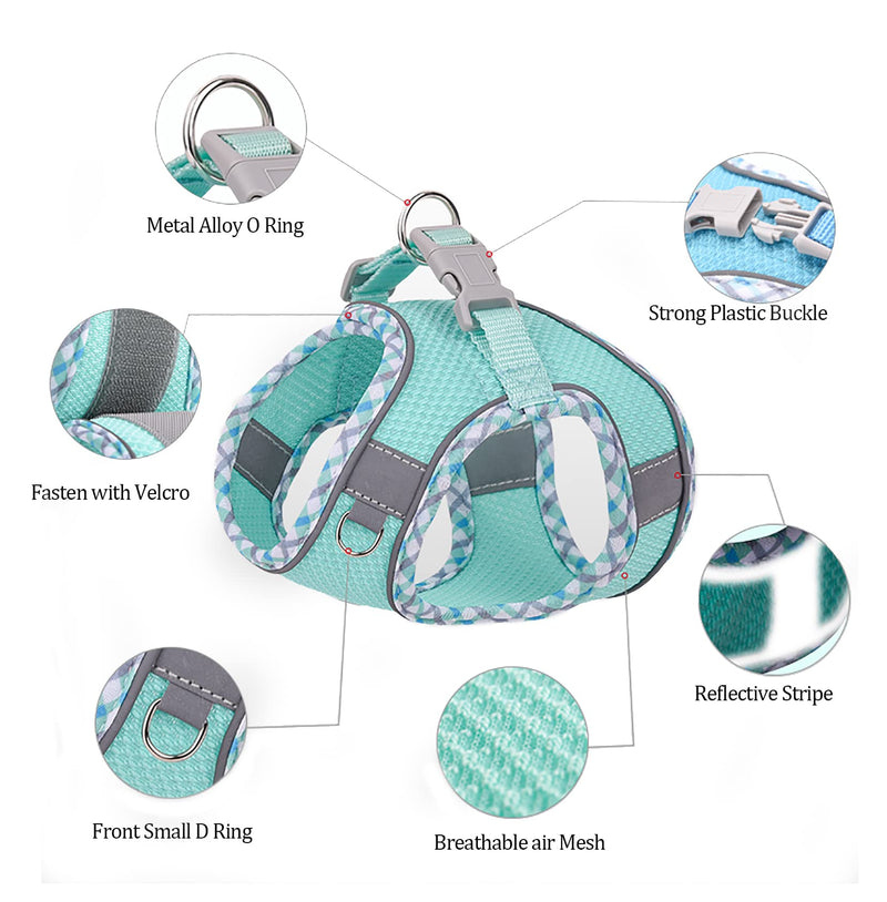 Step in Mesh Dog Harness and Leash Set - Breathable Air Mesh Reflective Escape Proof Vest - No Choke, Lightweight XXS(neck:8.5"-9.5",chest:10"-11.5") Pink - PawsPlanet Australia