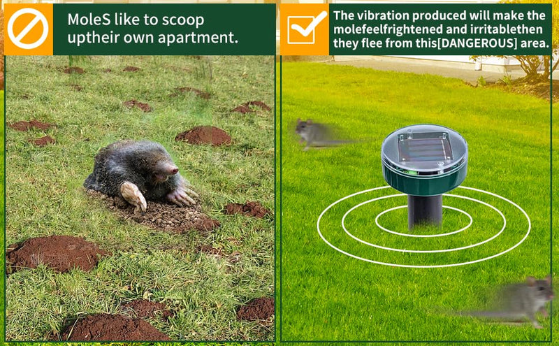 8 green UPGRADE Mole Repellent for lawns Gopher Repellent Ultrasonic Solar Powered Snake Repellent Deterrent Mole Repeller Vole Repellent Outdoor Lawns Garden Yard All Pests Sonic Spikes Stakes Chaser - PawsPlanet Australia