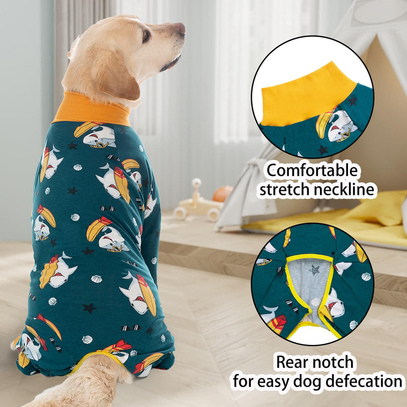 Dog Recovery Suit for After Surgery Female/Male Post-Operative Dogs Onesie Post Spay Neuter Dog Bodysuit After Surgery Dogs Surgical Suit Abdominal Wounds Protector Cone E-Collar Alternative 3XL Shark