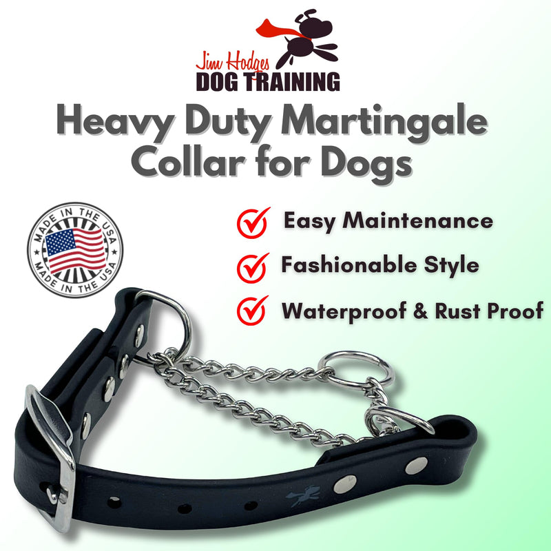 Martingale Collar for Dogs, Biothane, Stainless Steel Hardware, No Pull, Made in The USA, Professional Grade. Large, Black - PawsPlanet Australia