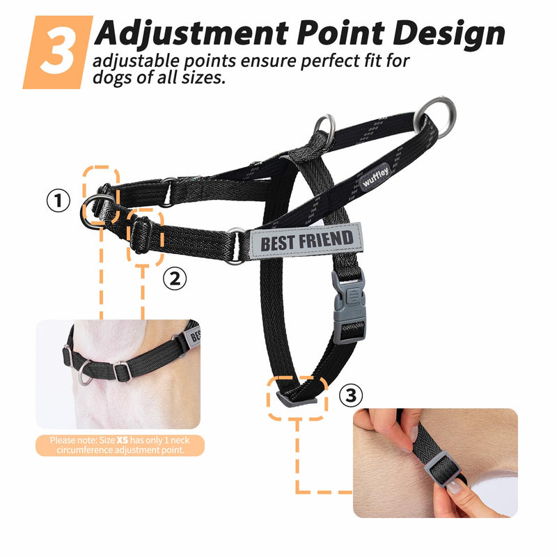Easy Walk Dog Harness and Leash Set, Freedom No Pull Harness with 2 Patches,Escape Proof/Quick Fit to Adjust Dog Vest Harness,Easy for Training Walking for Small,Medium & Large Dogs(Black,M) Medium (Chest: 21.3-29") Black - PawsPlanet Australia