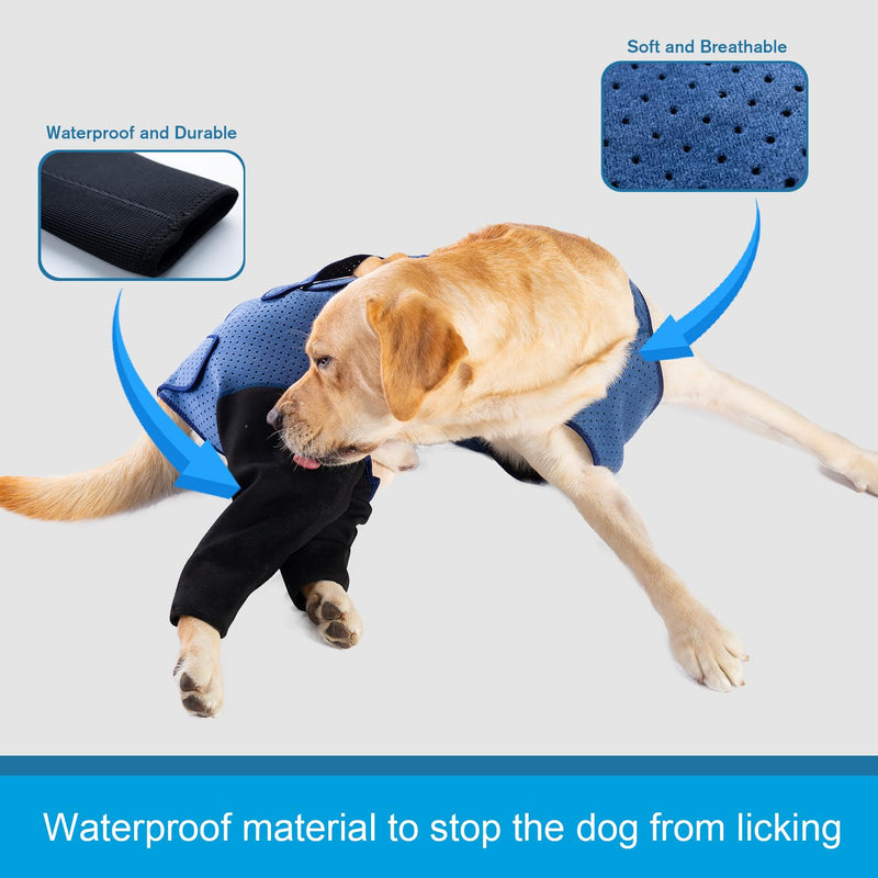 Coodeo Dog Recovery Suit, Cone Collar Alternative, Abrasion Resistant Dog Recovery Rear Sleeves, Washable 2.5mm Thick and Waterproof, Pet Wounds Prevent Licking, Biting (2XL, Blue) XX-Large - PawsPlanet Australia