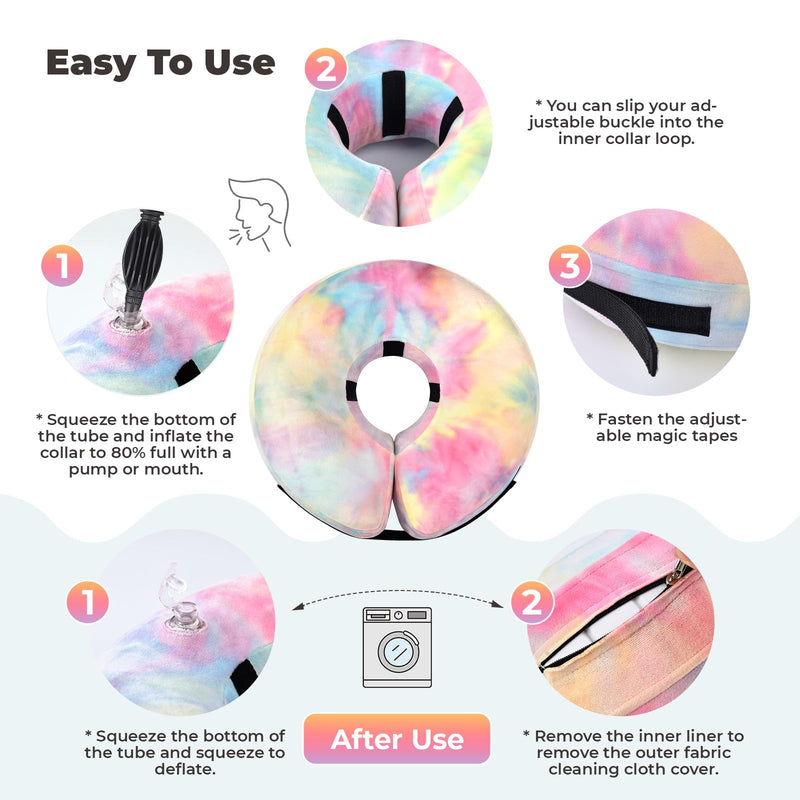 Dog Cone, Uadonile Inflatable Dog Cone Collar for Dogs and Cats, Dog Neck Collar Recovery E-Collar Alternative After Surgery, Elizabethan Collar for Dogs Recovery(Tie-dye Pink Blue, S) - PawsPlanet Australia