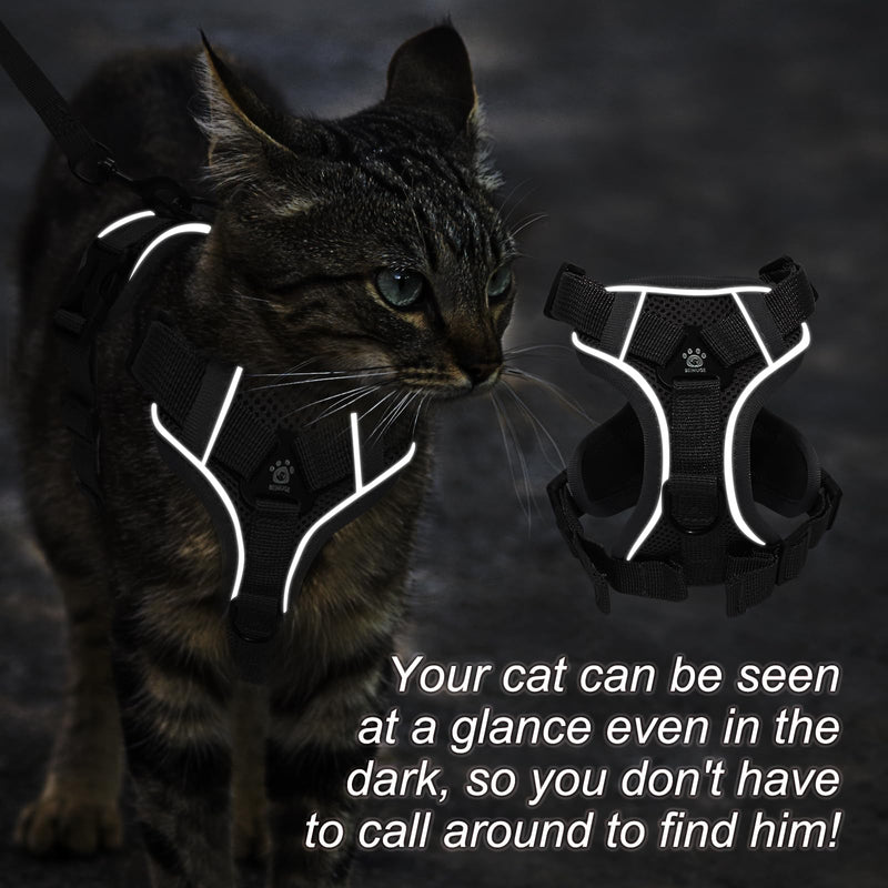 Adjustable Cat Harness and Leash Set, Lightweight Reflective Escape Proof Pechera para Gatos with Breathable Mesh, Cat Walking Harness for Anti Escape That for Travel Training and Walking (Grey, M) - PawsPlanet Australia