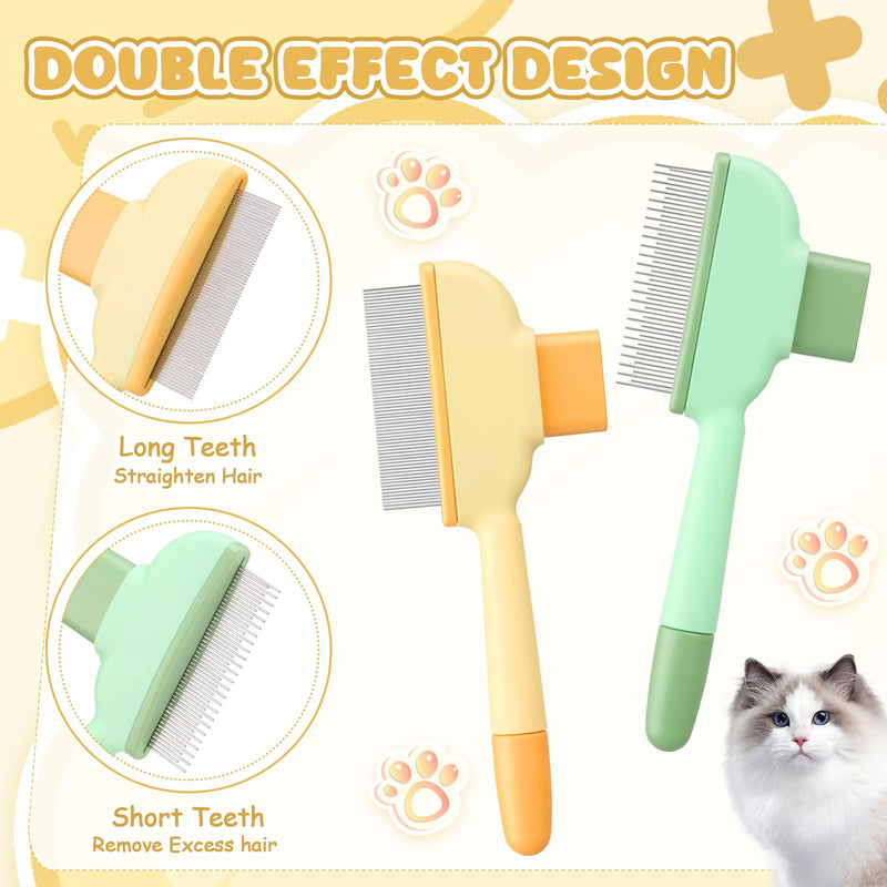 Meanplan 6 Pcs Pet Hair Removal Comb Flea Comb for Cats Dogs One Click Self Cleaning Grooming Brush Bulk Dogs Long Short Stainless Steel Teeth for Shedding Massaging Cleaning Pet Hair (2 Style) - PawsPlanet Australia