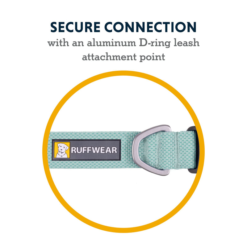 RUFFWEAR Hi & Light Dog Collar, Ultra Strong & Lightweight, Strong Tubelok Webbing, Aluminium Lead Attachment Ring & Side-Release Buckle, Stylish Neck Wear Accessory, Sage Green (Extra Small, 23-28cm) 9"-11"