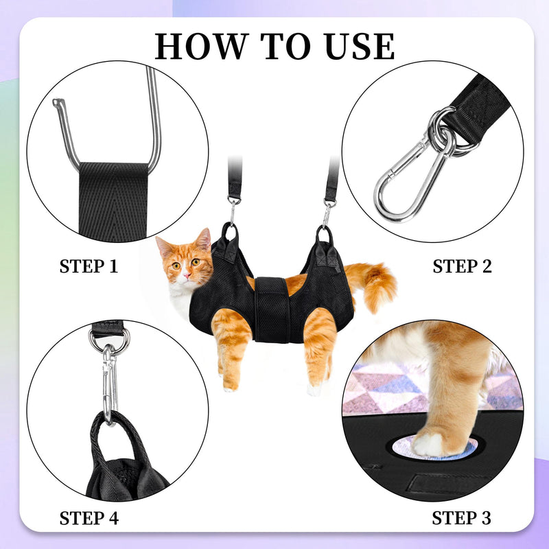 PatiencET Cat Grooming Hammock Pet Hammock Cat Nail Clipper Hammock for Nail Trimming Dog Sling for Nail Clipping Dog Hanging Harness (Black XS) Black