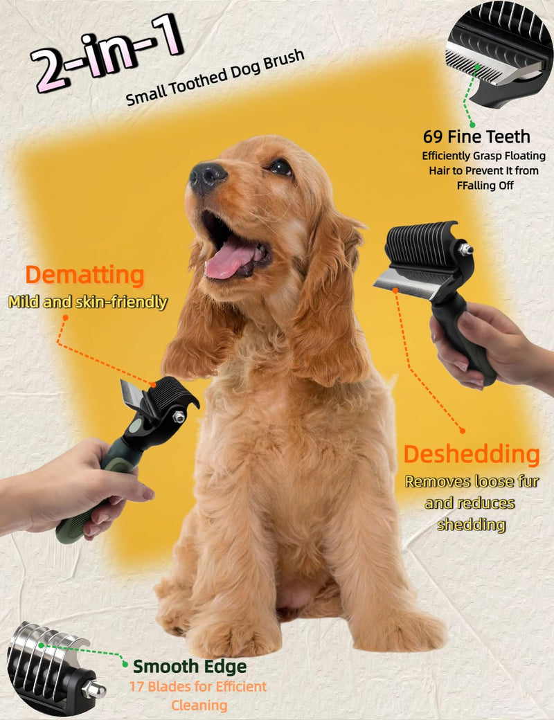 3-in-1 Deshedding Dog Brush, Deshedding Dog Grooming Brush & Undercoat Rake with Dematting Comb for medium to Large Double Coated, 3PCS, Peacock Green ? - PawsPlanet Australia