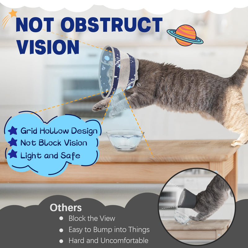 Cat Cone Collar Soft, Breathable Cat Cone Alternative After Surgery, Adjustable Cat Recovery Collar Water Resistant Cat Neck E Collar for Cats Kittens to Stop Licking(Grey,M) M(Neck Girth:8.0"-10") Grey - PawsPlanet Australia