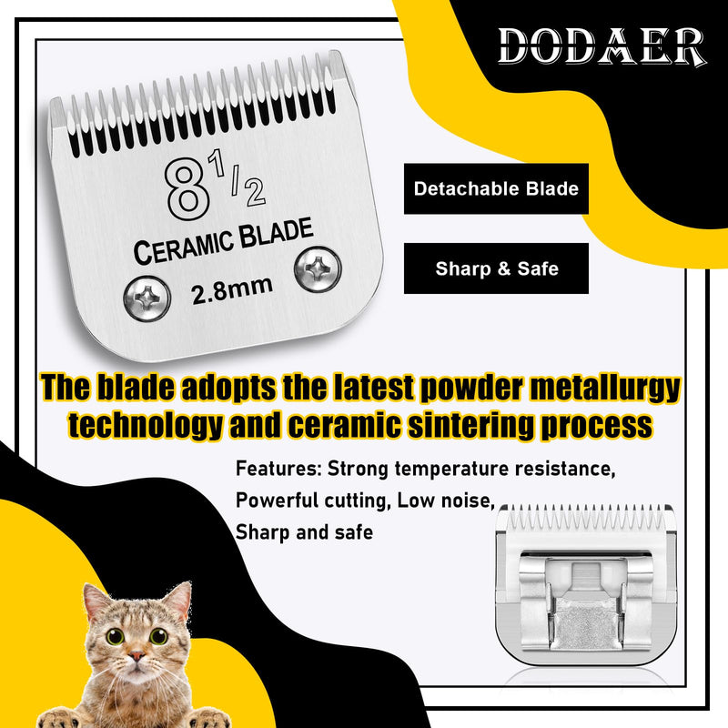 Size 8 1/2 Detachable Pet Dog Grooming Clipper Ceramic Blade,Compatible with Andis,Oster A5,Wahl KM10 Series Clippers,Cut Length 7/64"(2.8mm) - PawsPlanet Australia