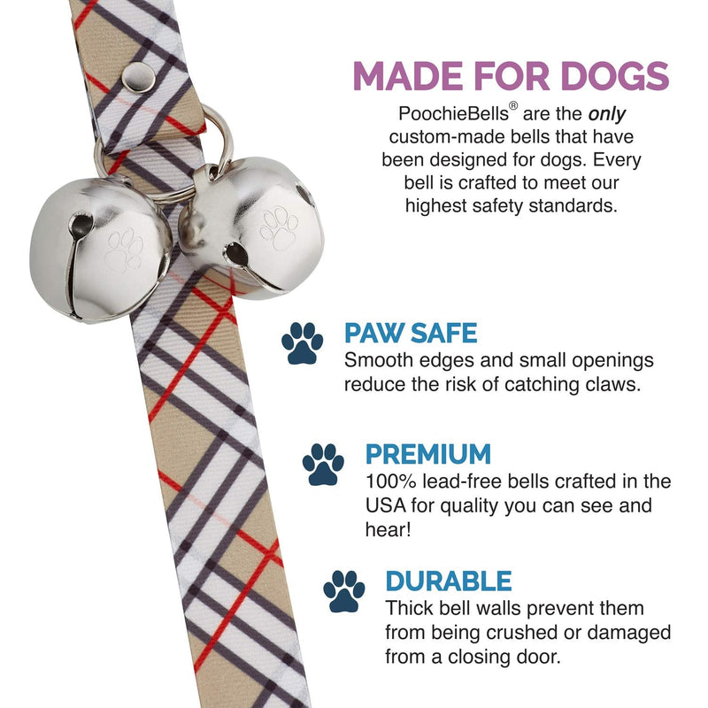 PoochieBells Handcrafted Dog Doorbell for Potty Training – Easy & Quick, Doggie-Safe USA-Made Dog Door Bell with Perfect Sound, Dog Trainer-Recommended for Over 20 Years, London Plaid - PawsPlanet Australia