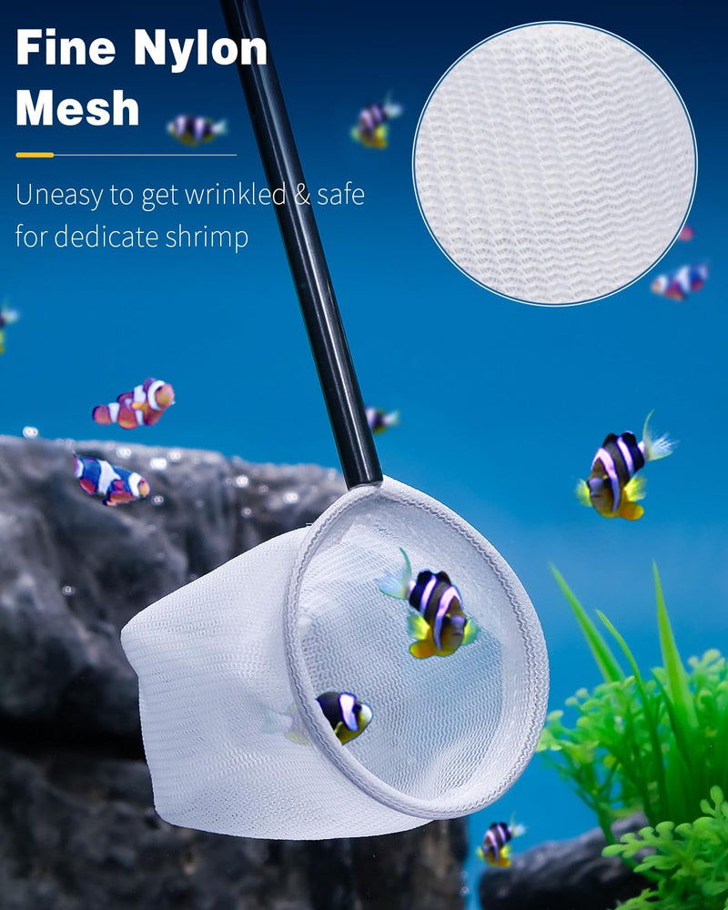 Pawfly Aquarium Shrimp Net Tiny Fish Tank Net with Extendable Stainless Steel Handle Soft Round Fine Net Mesh for Shrimp Baby Fish Food Residue Debris Skimming Net for Small Ponds 2 Inch - PawsPlanet Australia