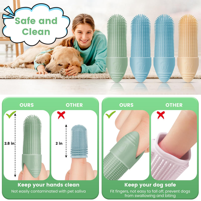 Dog Toothbrush, 4 Pack Dog Tooth Brush, 360° Cleaning Finger Toothbrush for Dogs, Food Grade Silicone Dog Finger Toothbrush Fits Most Fingers, Toothbrush for Dogs & Cats Dental Care - PawsPlanet Australia
