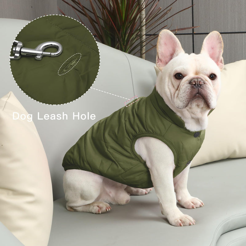 2 Layers Fleece Lined Warm Dog Jacket for Puppy Winter Cold Weather,Soft Windproof Small Dog Coat,Green M Medium (Pack of 1) Green