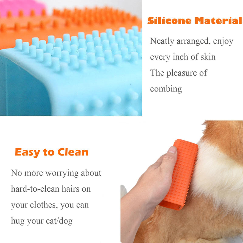 2 Pieces Pet Dog Cat Hair Remover, Block Roller Cleaner, Hollow Silicone Cleaner Brush for Sofa, Car Interiors, Furnishings, Carpets, Bedding or Any Fabric (Orange, Blue) A-blue and orange - PawsPlanet Australia