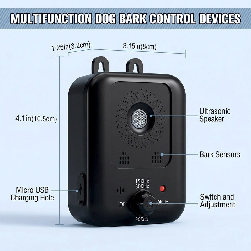 Anti Barking Device for Dogs Long Range 33ft, Ultrasonic Dog Bark Deterrent Devices with 3 Modes - Dog Barking Stopper, Bark Box, Barking Control Devices for Dog Training in Outdoor Indoor