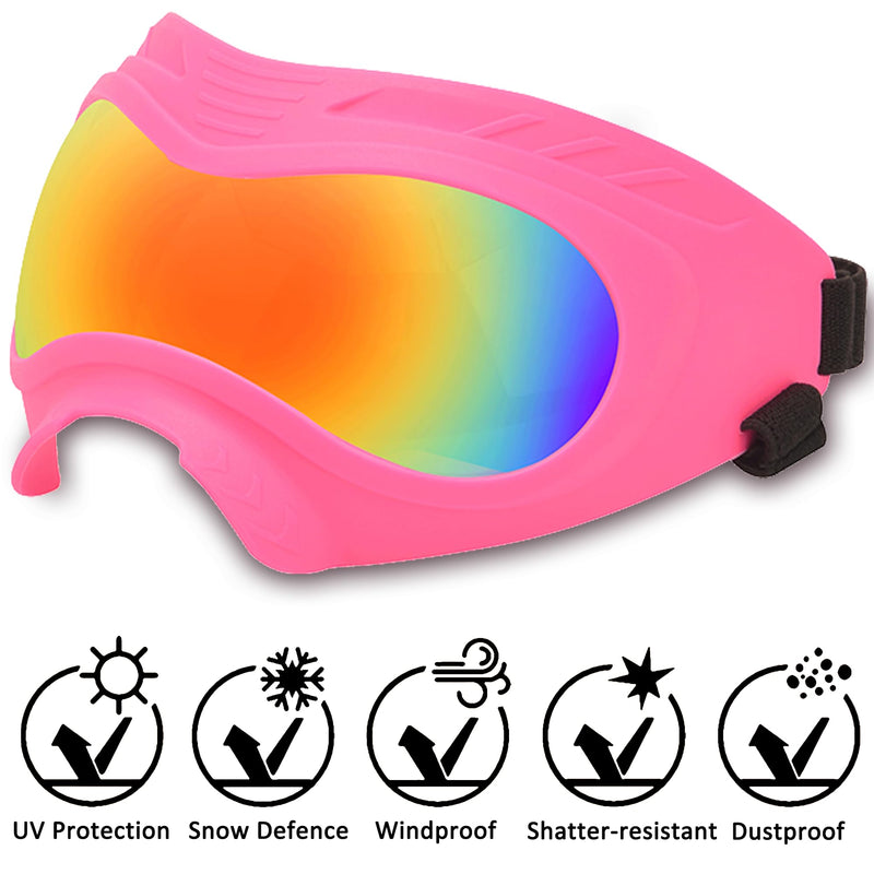 Dog Sunglasses,Doggles Anti-UV Protection, Pet Sunglasses with Adjustable Strap, Suitable for Motorcycle Car Driving Bike Riding Hiking Swimming Wind Dust Fog Dog Eye Protection Pink frame, Red lenses - PawsPlanet Australia