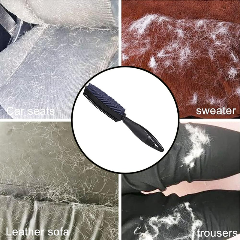 Rubber Pet Hair Removal Brush, Dogs Cats Hair Lint Remover Tool Massage Bath Comb Brush for Cleaning and Grooming (Black) Black - PawsPlanet Australia