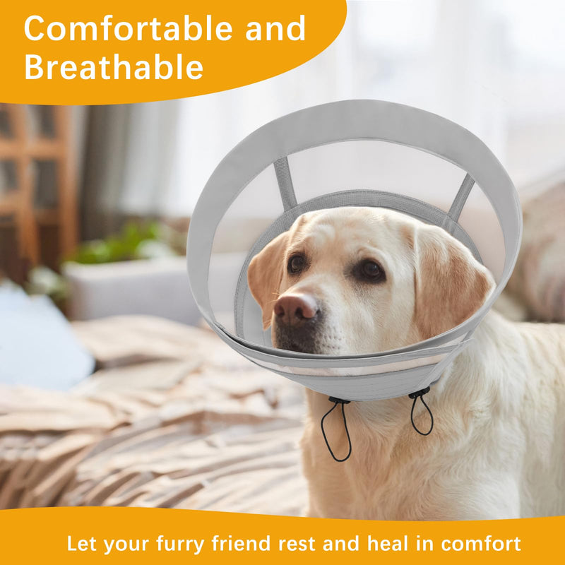 ASENKU Dog Cone Collar, Soft Adjustable Cone for Dogs to Stop Licking, Lightweight Recovery Dog Cone After Surgery, Pet E-Collar for Small, Medium & Large Dogs(Grey, XL) Grey