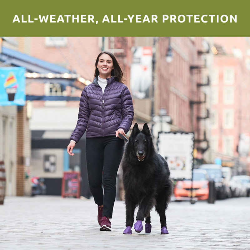 PawZ Rubber Dog Boots for Large Paws - All-Weather Waterproof Dog Shoes, Anti-Slip Traction for Rain, Snow, Mud & Hot Pavement - Pull-On Dog Booties, Olive Green - X-Large (4" +) - Pack of 24