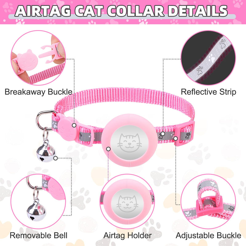KOOLTAIL Cat Harness and Leash Set Escape Proof with Cat Airtag Holder Collars (3 in 1), Comfortable Lightweight Adjustable Kitten Harness for Small Medium Large Cats Safe Walking & Travel, Pink Neck:7.5"-12" chest:10"-18" - PawsPlanet Australia