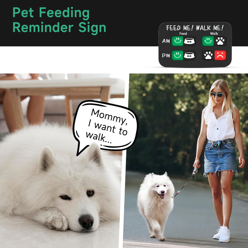 YAUYIK Pet Feeding Reminder, Magnetic Reminder Sticker, AM/PM Daily Indication Chart Feed/Walk Your Pets, Fridge Magnets and Double Sided Tape, Helps You to Track Pet Feeding & Walking (Black) Black-Feed Me! Walk me! - PawsPlanet Australia